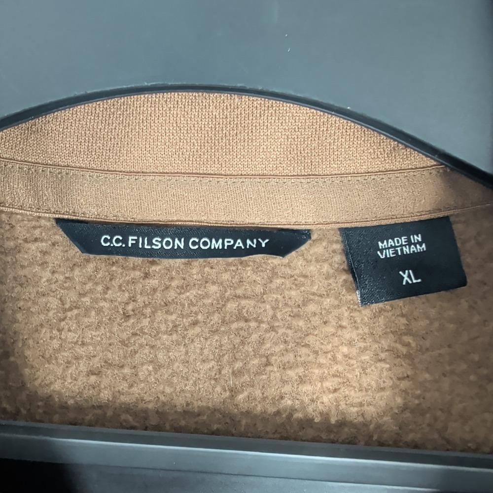Filson Pullover Mens XL Brown Wool Blend 1/4 Zip Fleece Jacket Outdoor CC Filson - Picture 11 of 13
